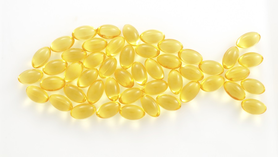 Fish oil supplement in the shape of a large goldfish